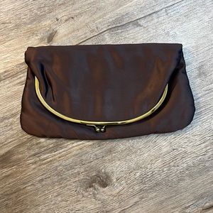 Vintage Ingber 1950s Brown Velvet Fold-Over Clutch